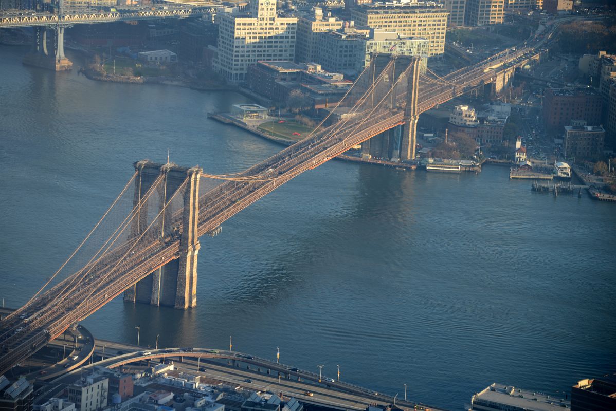 29 Brooklyn Bridge Close Up From One World Trade Center Observatory Late Afternoon